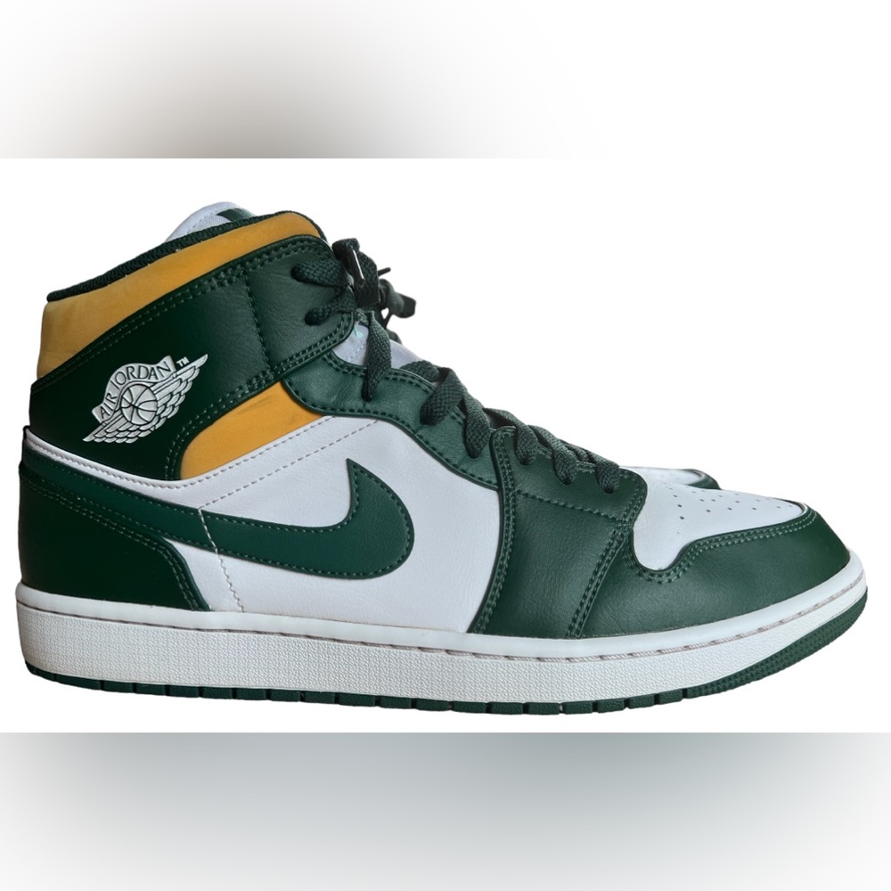 Air Jordan 1 Mid Sonics Green Yellow Size 13